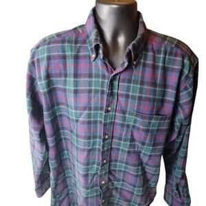 Pendleton Fireside Flannel Shirt Mens Large Wool Tartan Plaid Vintage Lumberjack